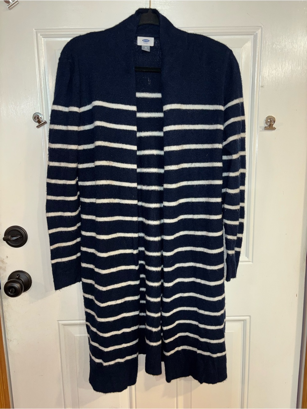 Old Navy Navy and White Striped Open-Front Cardigan Sweater